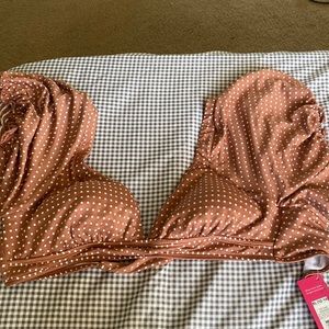 Brown polka dot bikini top
